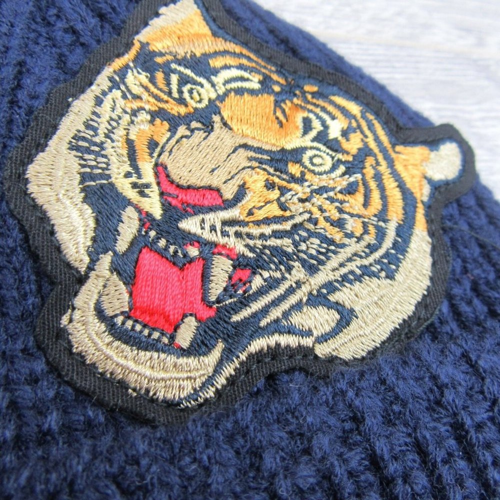 Polo Ralph Lauren Patch RL Tiger Navy Blue Skull Beanie Cap One Size NEW - Picture 5 of 10